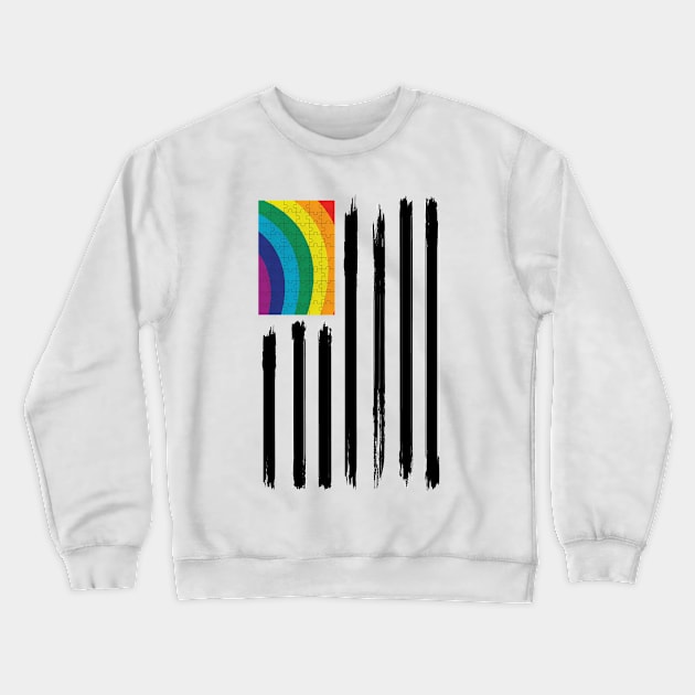 American Flag Autism Awareness Gifts Crewneck Sweatshirt by macshoptee